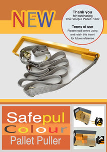 Safepul Pallet Puller (Yellow) with a black 3.7m Strap